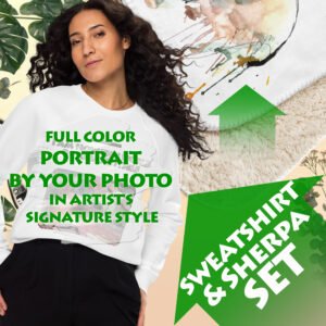 Sweatshirt and Blanket Set, Best Personalized Gift for Any Occasion, Custom Sherpa Blanket, Photo Portrait Present for Men Women, Art Pack