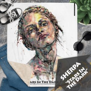 Graphic Fleece Sherpa Blanket “Stars In The Dark” — Premium Home Decor Cozy Throw, No Fuss Contemporary Fine Art Blanket