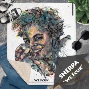 Graphic Fleece Sherpa Blanket “WeFcuk” — Premium Home Decor Cozy Throw, No Fuss Contemporary Fine Art Blanket