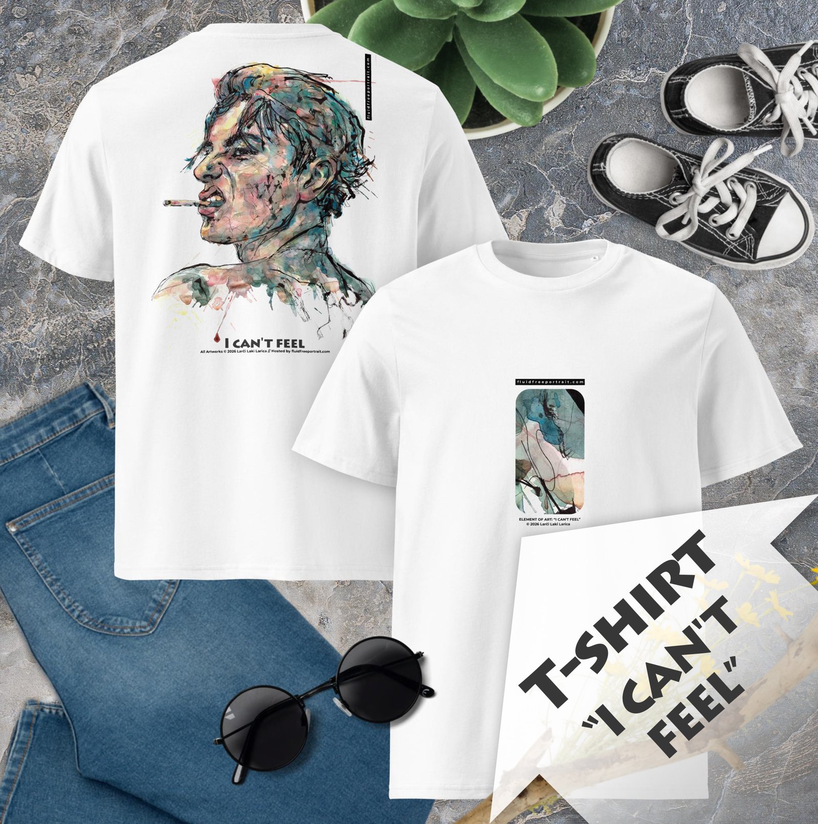 Graphic T-Shirt “I CAN'T FEEL” — Premium Wearable Art, Minimalist Aesthetic Streetwear Tee, No Fuss Instant Contemporary Art Experience